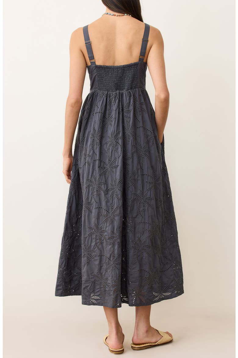 Rosette Eyelet Pima Cotton Midi Sundress, Alternate, color, INDIGO