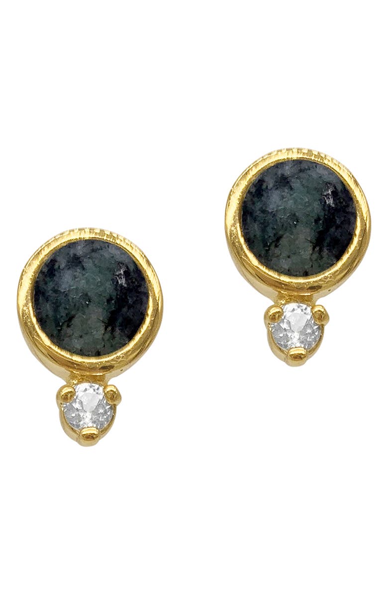 ADORNIA FINE Emerald and Topaz Stud Earrings, Main, color, 