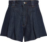 FRAME The Structural Pleated Denim Shorts
