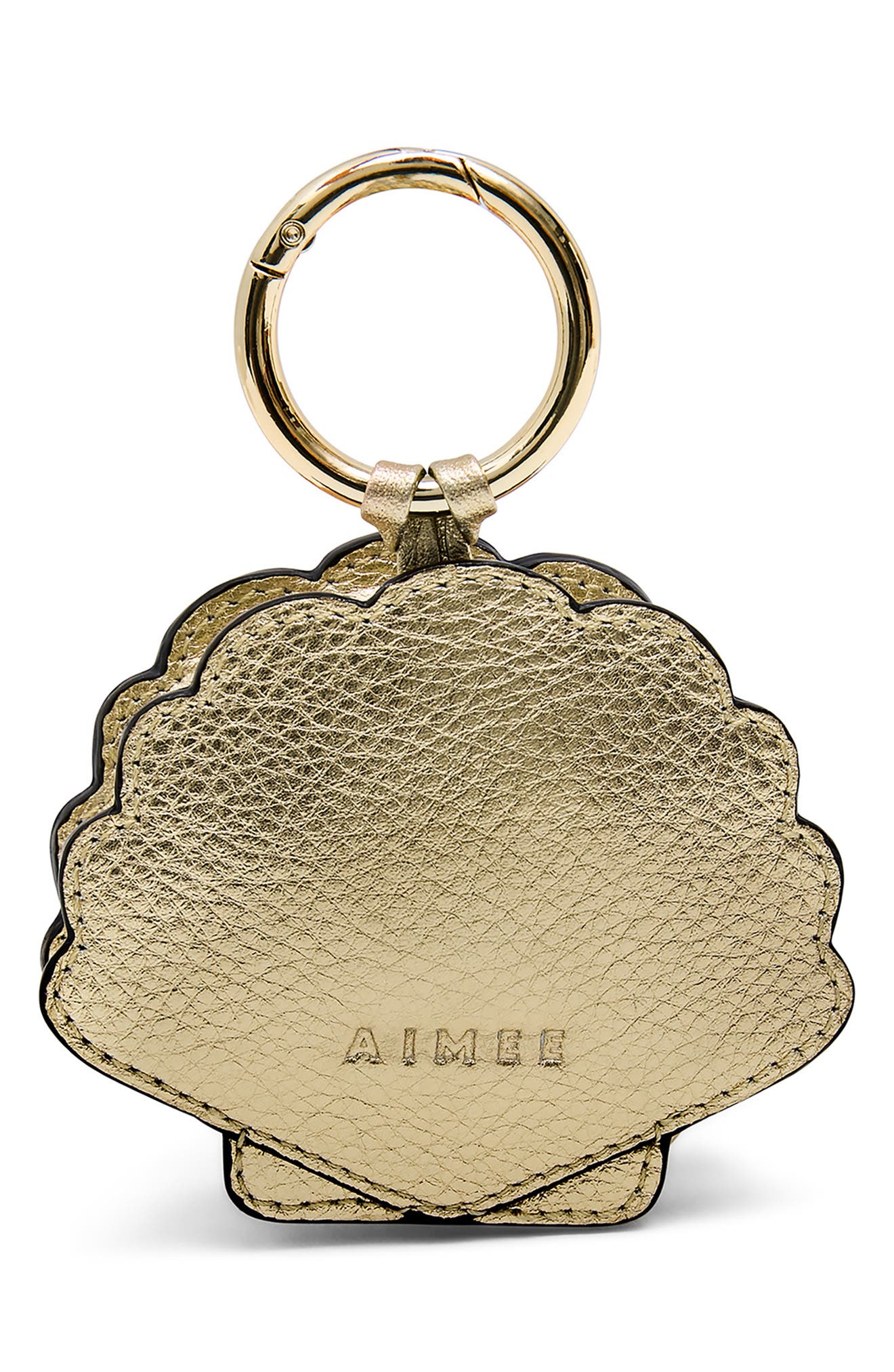 Seashell Metallic Leather Bag Charm, Alternate, color, WARM CHAMPAGNE
