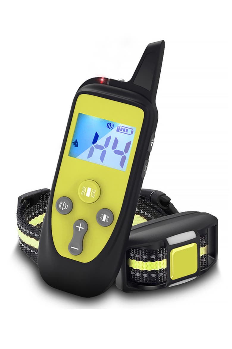 Yard-Trek 1-to-2 Dog 550-Yard Range 16-Level Vibration and Sound Training Dog Collar, Main, color, YELLOW