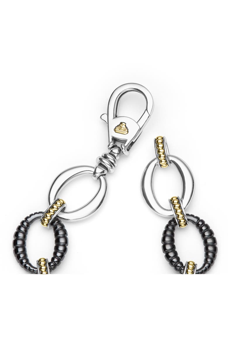 LAGOS Two-Tone Black Ceramic Link Bracelet, Alternate, color, Two Tone