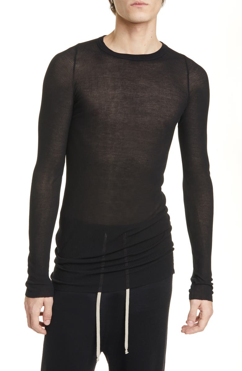 Rick Owens Ribbed Long Sleeve T-Shirt, Main, color,