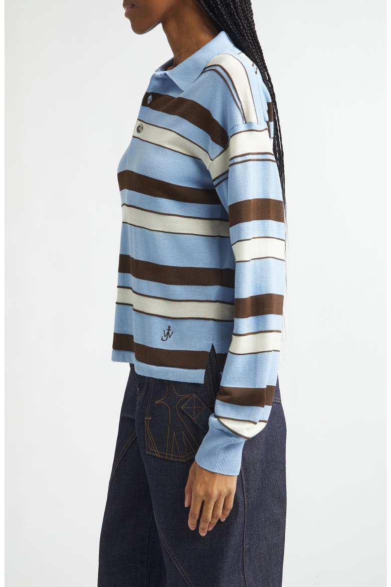 Stripe Cotton & Wool Blend Rugby Polo, Alternate, color, MISTY BLUE