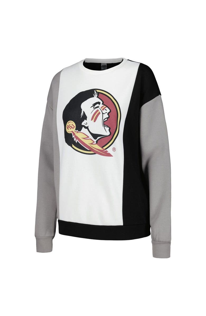 GAMEDAY COUTURE Women's Gameday Couture White/Black Florida State Seminoles Vertical Color-Block Pullover Sweatshirt, Alternate, color, 