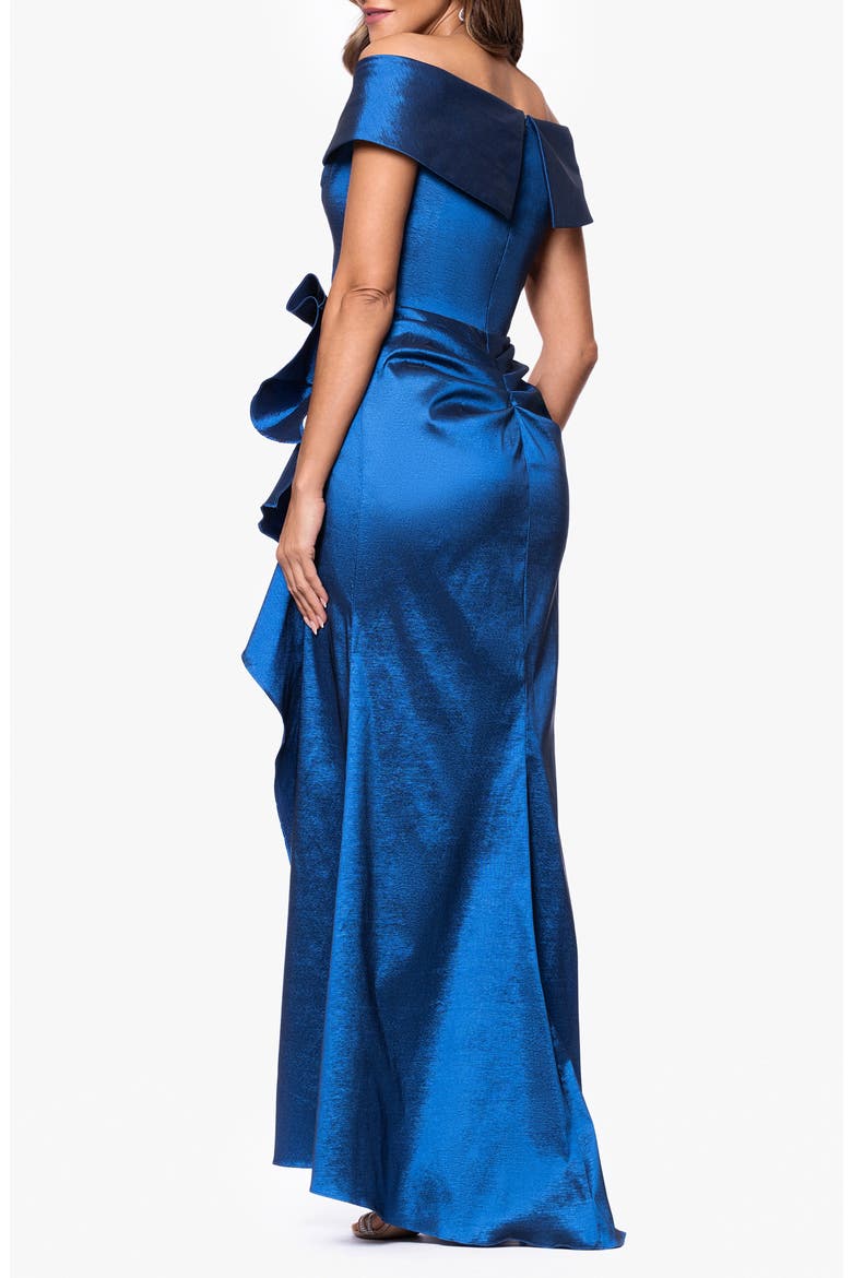 Off the Shoulder Taffeta Gown, Alternate, color, SAPPHIRE