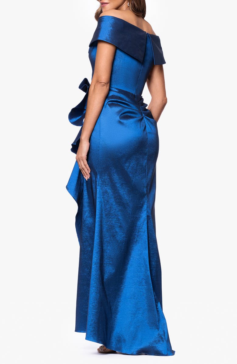 Xscape Evenings Off the Shoulder Taffeta Gown, Alternate, color, Sapphire