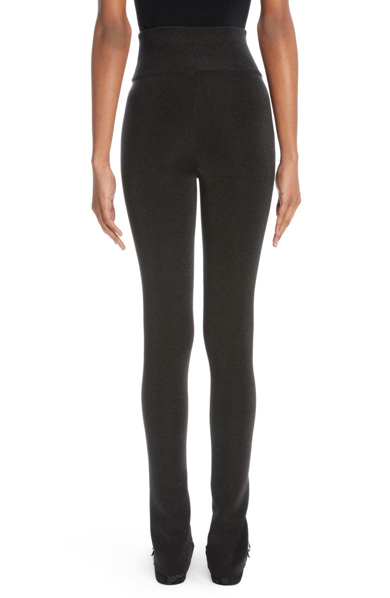 Alaïa High Waist Zip Hem Wool Blend Leggings, Alternate, color, 
