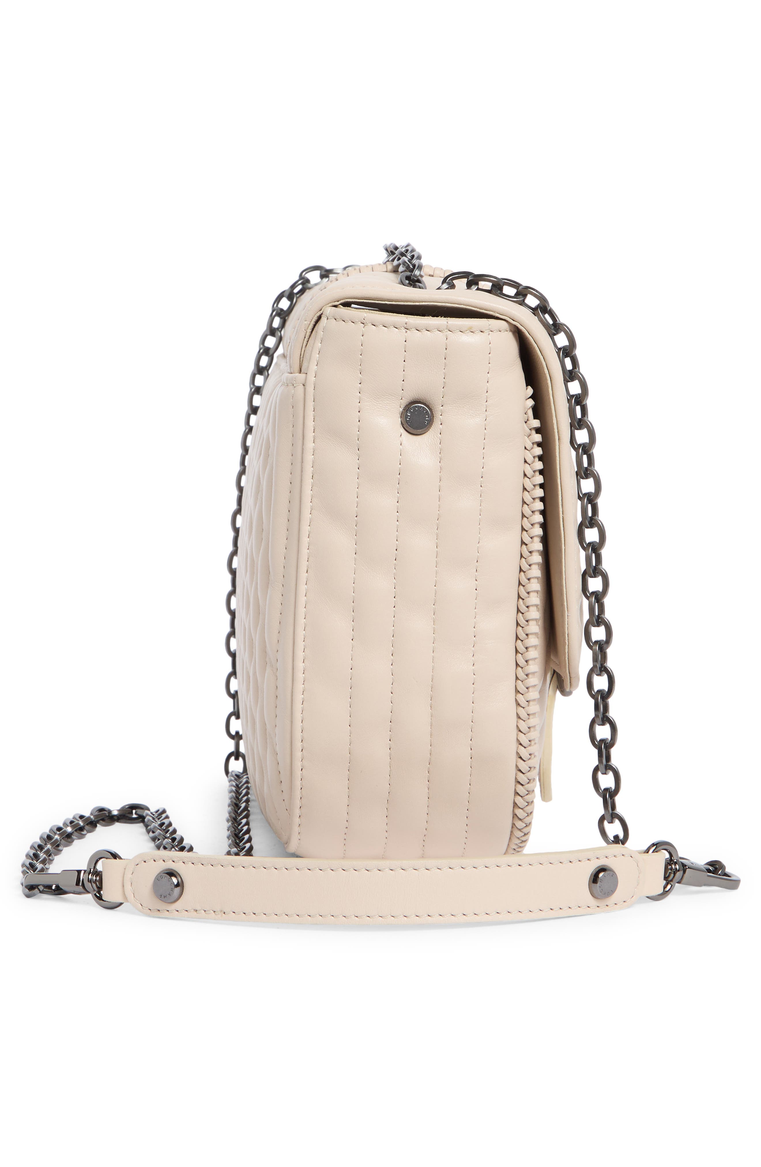 Longchamp Small Amazone Leather Quilted Convertible Crossbody Bag, Alternate, color, Chalk
