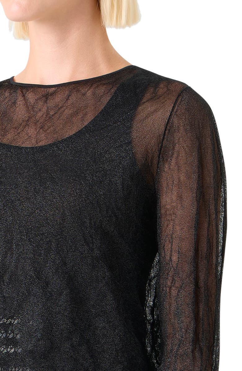 Akris Crinkle Knit Sweater, Alternate, color, Black