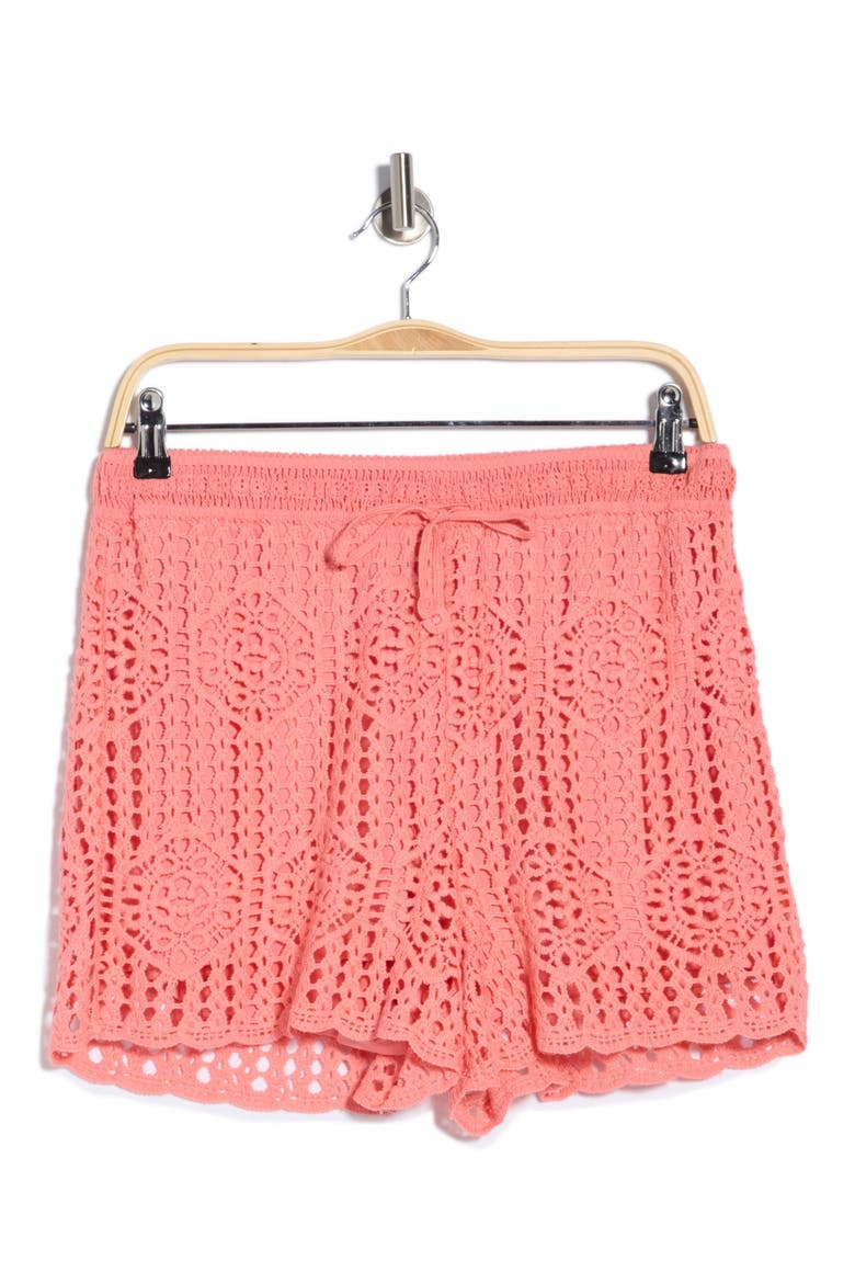 Waverly Cotton Cover-Up Shorts, Alternate, color, CORAL REEF