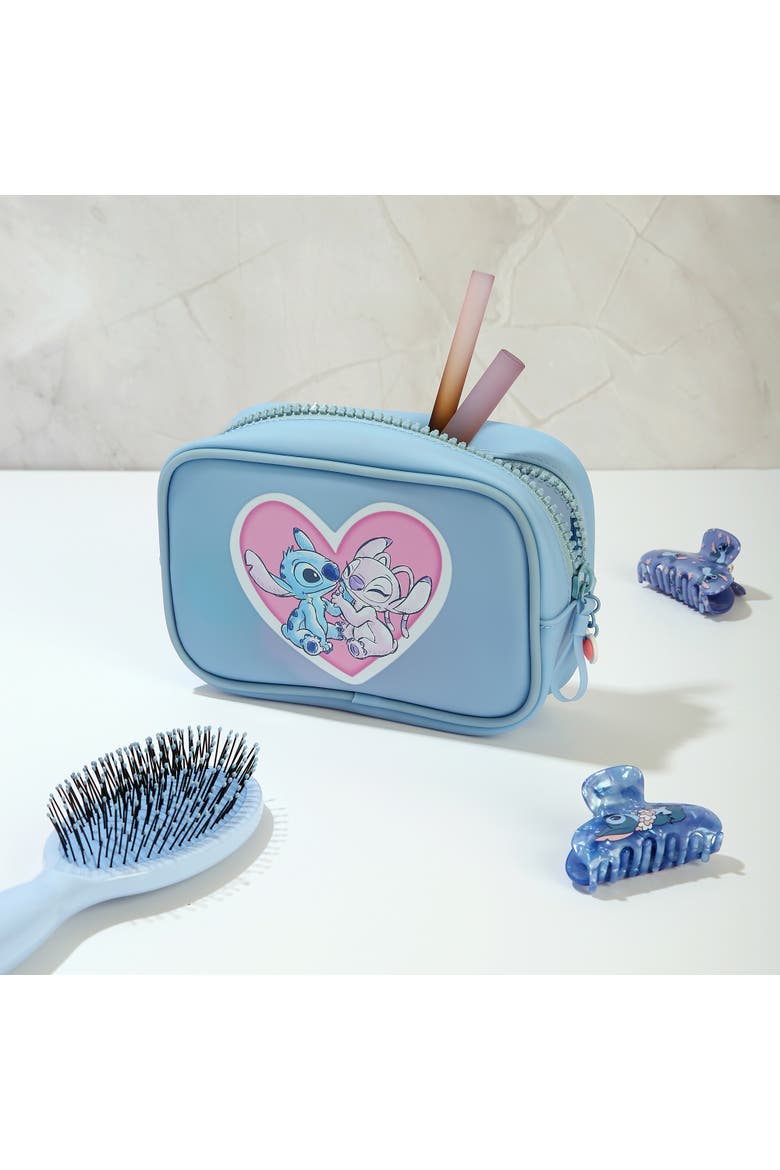 Angel and Stitch Makeup Bag, Alternate, color, Light Blue