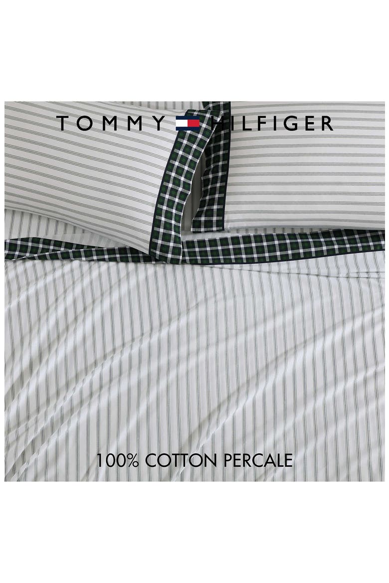 Cass Park Mix Check Stripe Cotton Percale Sheet Set, Alternate, color, PARADISE GREEN