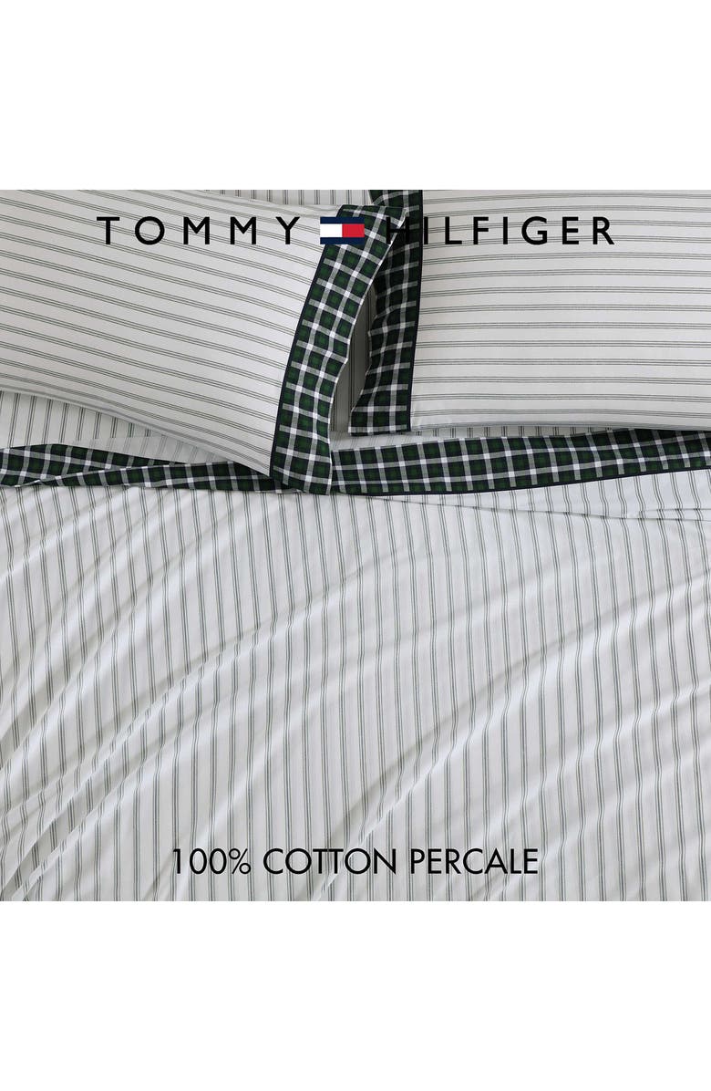 Tommy Hilfiger Cass Park Mix Check Stripe Cotton Percale Sheet Set, Alternate, color, Paradise Green
