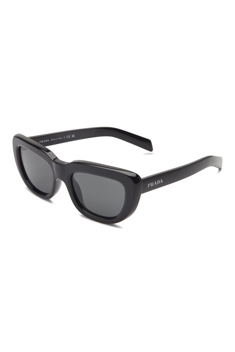 53mm Rectangular Sunglasses, Alternate, color, BLACK