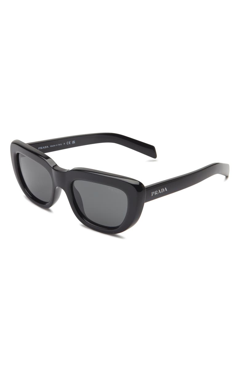 Prada 53mm Rectangular Sunglasses, Alternate, color, Black
