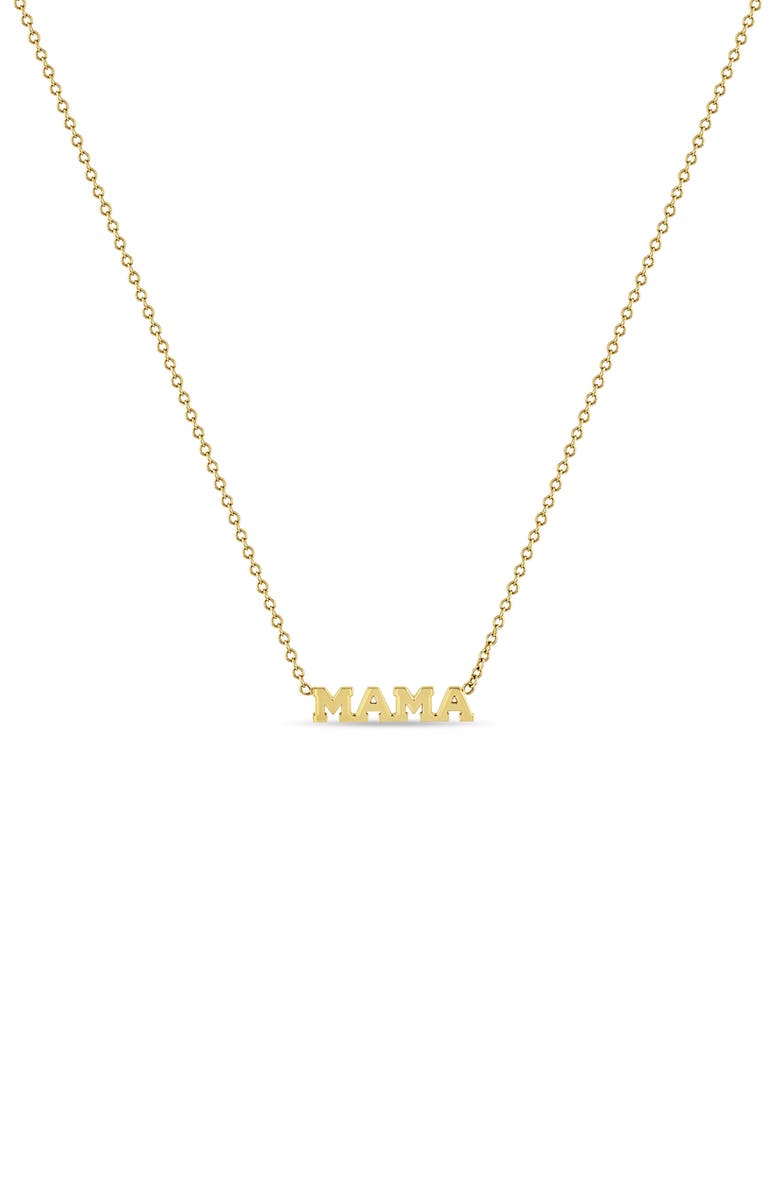 Zoë Chicco Itty Bitty Mama Pendant Necklace, Main, color, 14K Yellow Gold