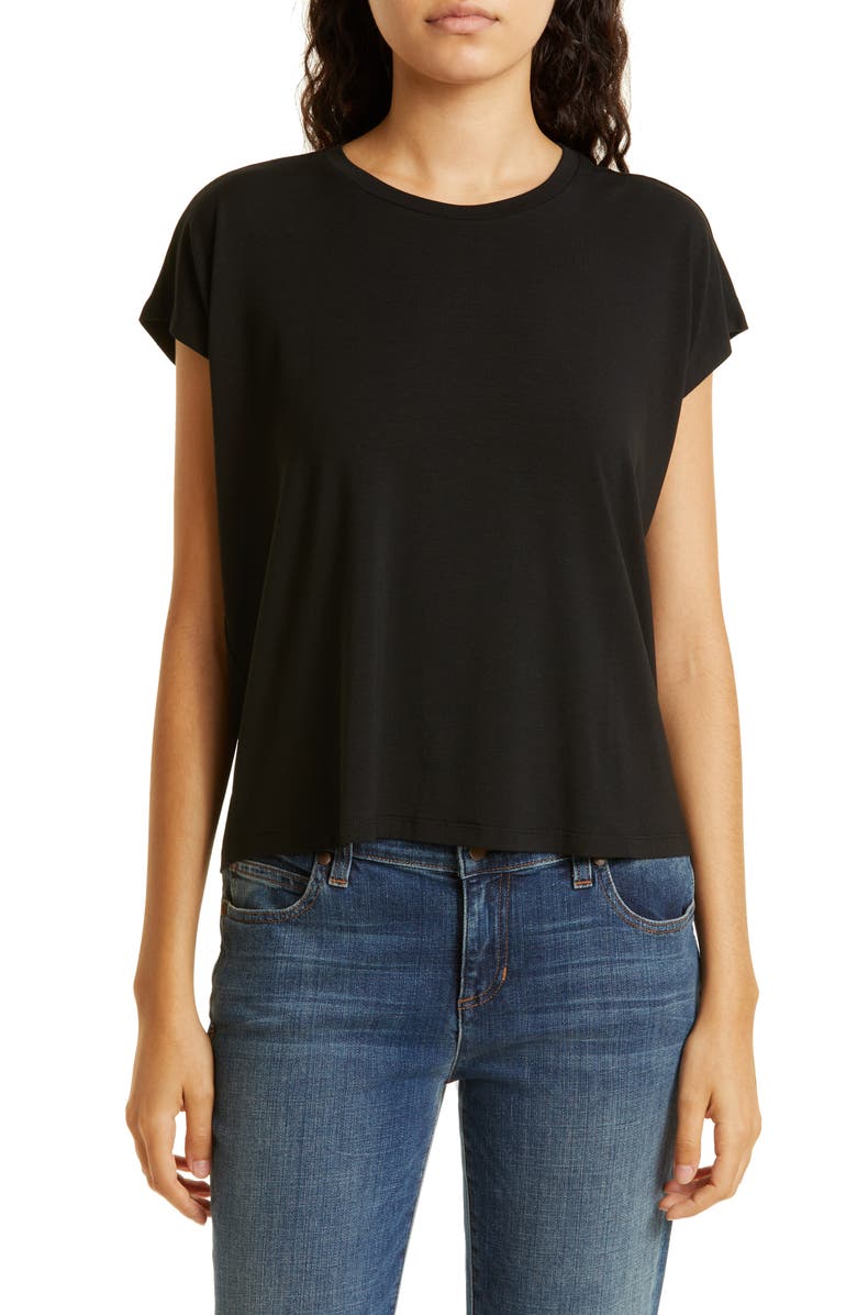 Eileen Fisher Crewneck Boxy Stretch Jersey T-Shirt, Main, color, 