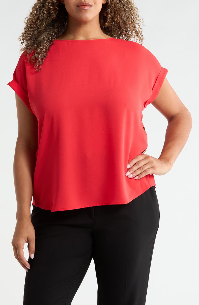 Jones New York Side Button Detail Top, Main, color, Rouge