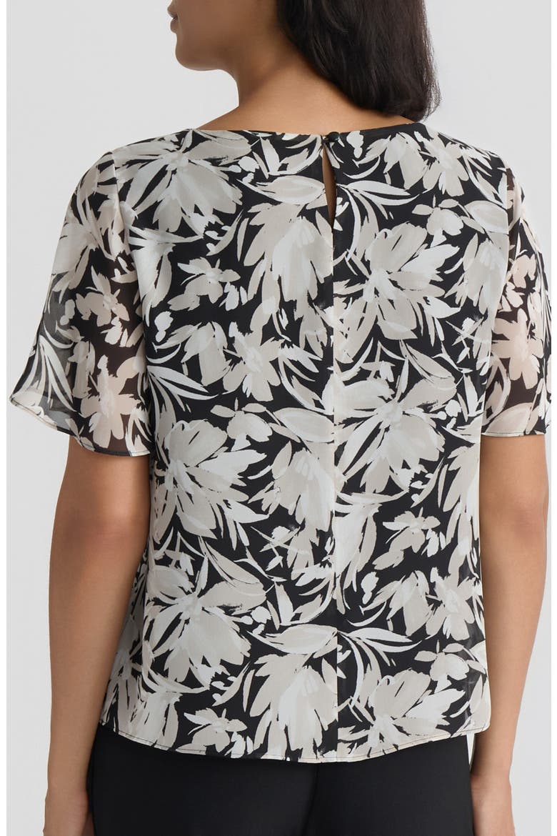 Floral Flutter Sleeve Top, Alternate, color, SUMMER STRAW MULTI
