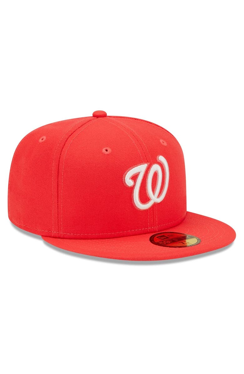 New Era Men's New Era Red Washington Nationals Lava Highlighter Logo 59FIFTY Fitted Hat, Alternate, color, Red