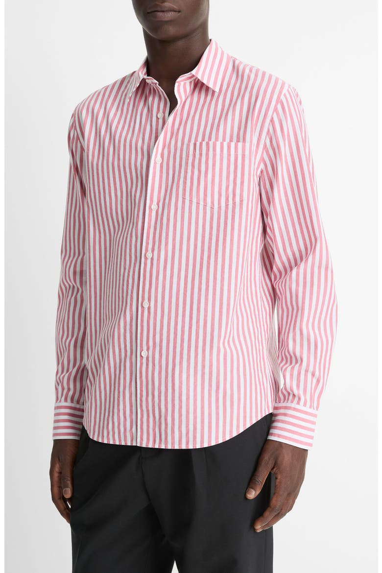 Stripe Classic Fit Button-Up Shirt, Alternate, color, CORAL RED/ OPTIC WHITE