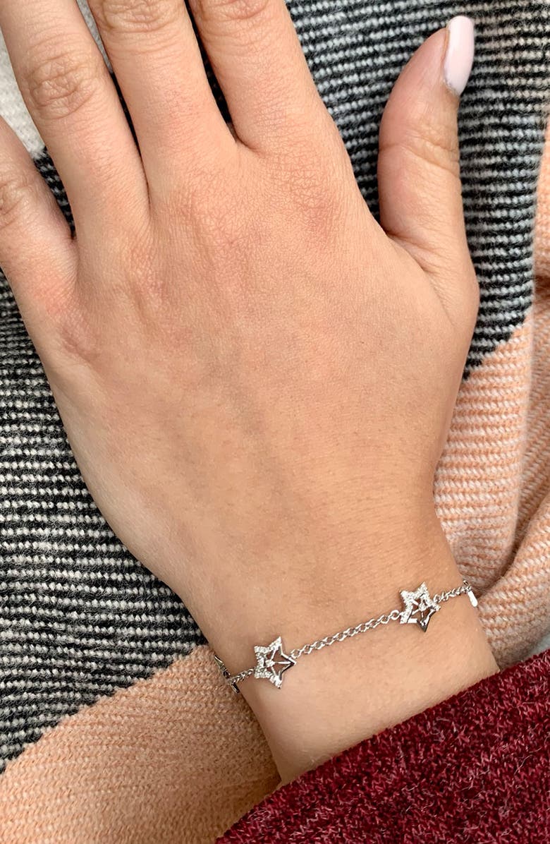 LuvMyJewelry Lucky Star Diamond Station Bracelet, Alternate, color,