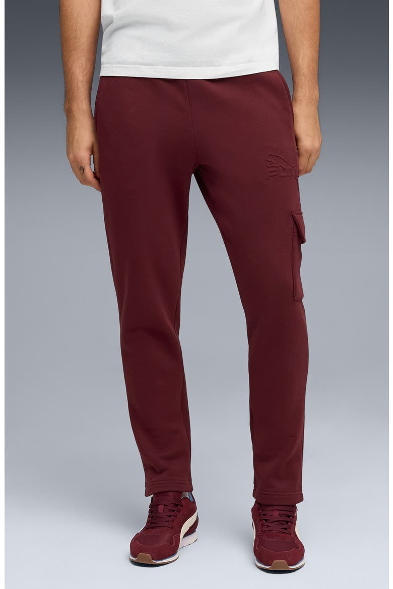 Essentials Embossed Cargo Pants, Alternate, color, RUBY SHIMMER