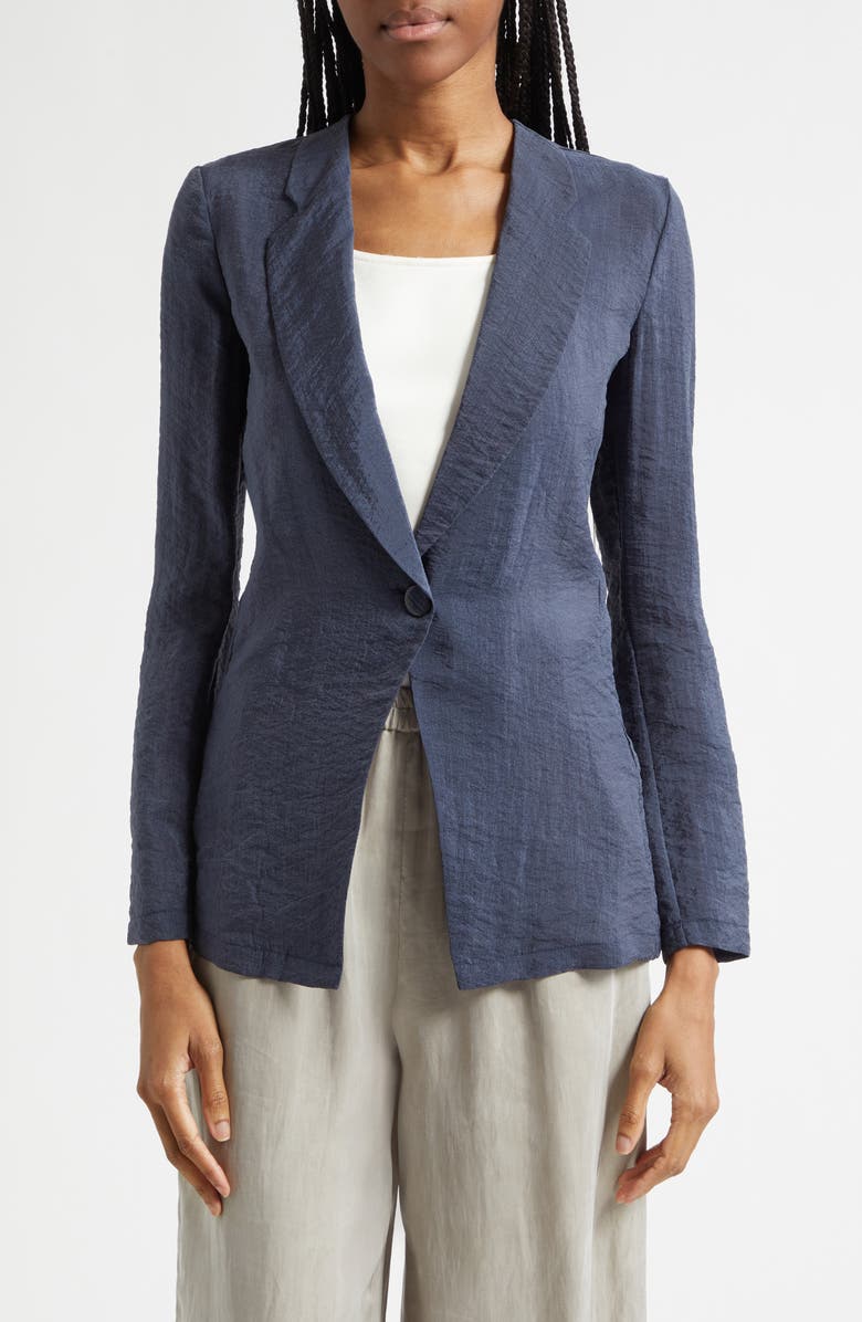 Emporio Armani Techno Crepe Jacket, Main, color, Navy