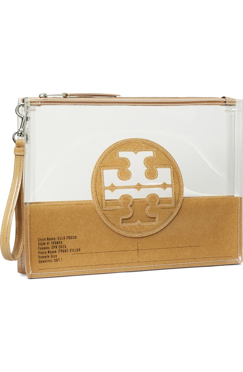Tory Burch Ella Transparent Zip Pouch, Alternate, color,