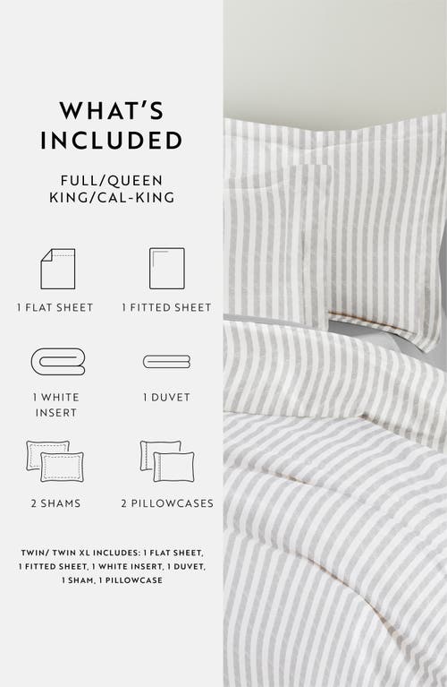 Homespun Bundle Duvet Set In Light Gray Stripe