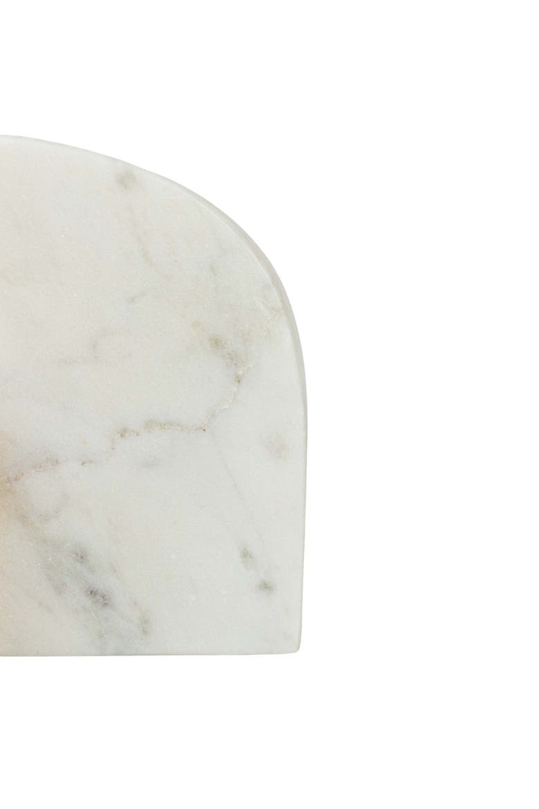 7" x 9" Large Premium Luxury White Marble Stone Decorative Arch Bookends, Set of 2, Alternate, color, White
