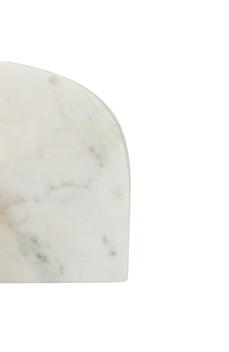 Foreside Home and Garden 7" x 9" Large Premium Luxury White Marble Stone Decorative Arch Bookends, Set of 2, Alternate, color, White