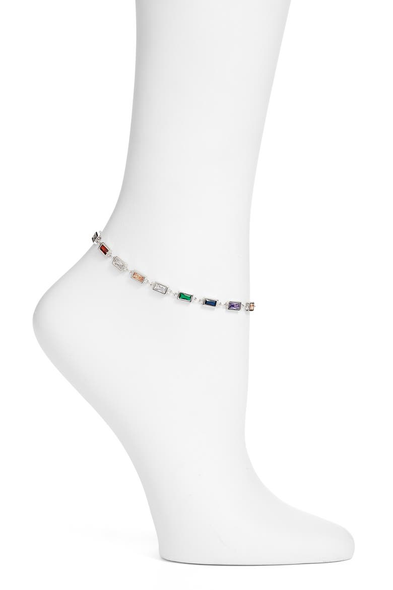 Prism Crystal Anklet, Main, color, MULTI/ SILVER