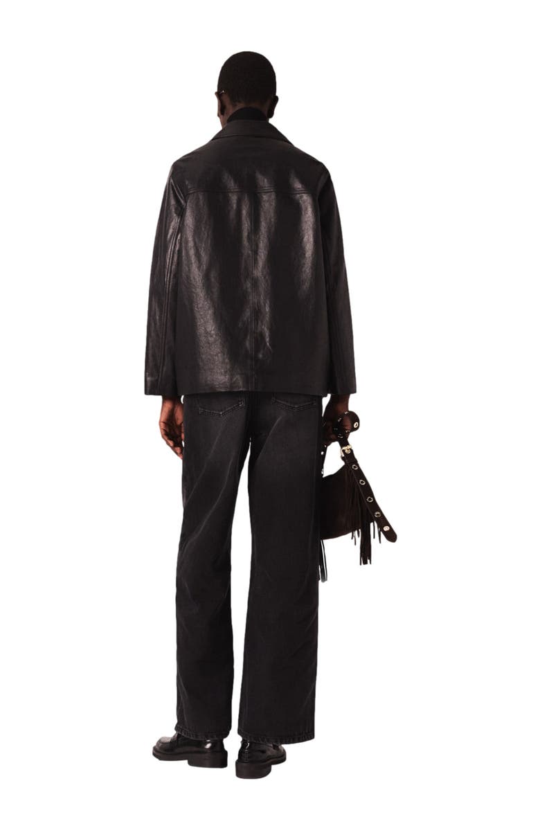 maje Quilted leather jacket, Alternate, color, Black