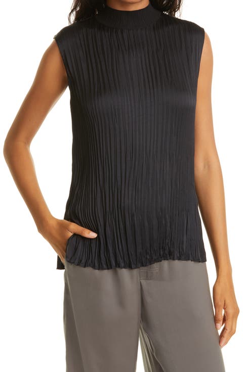 Plissé Mock Neck Shell