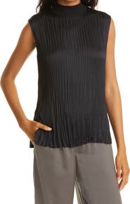 Vince Plissé Mock Neck Shell