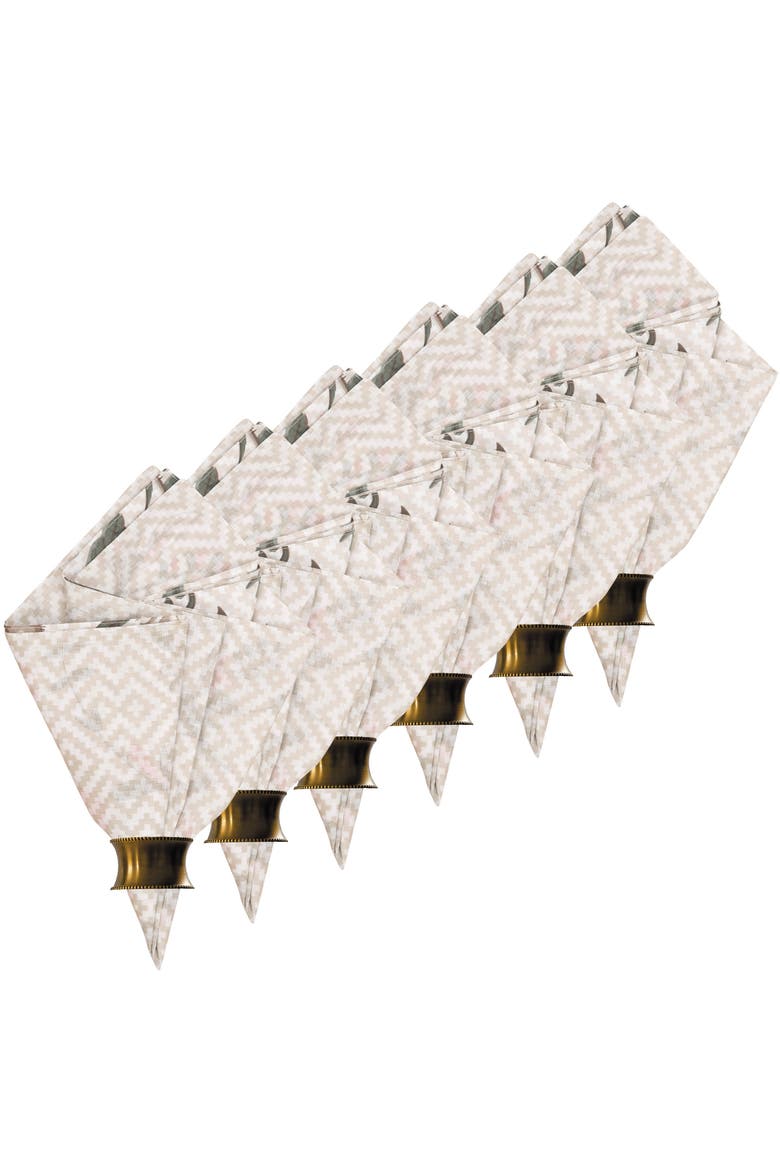 Blair Garden Cotton Reversible Cloth Napkin Set of 6, Alternate, color, Brown