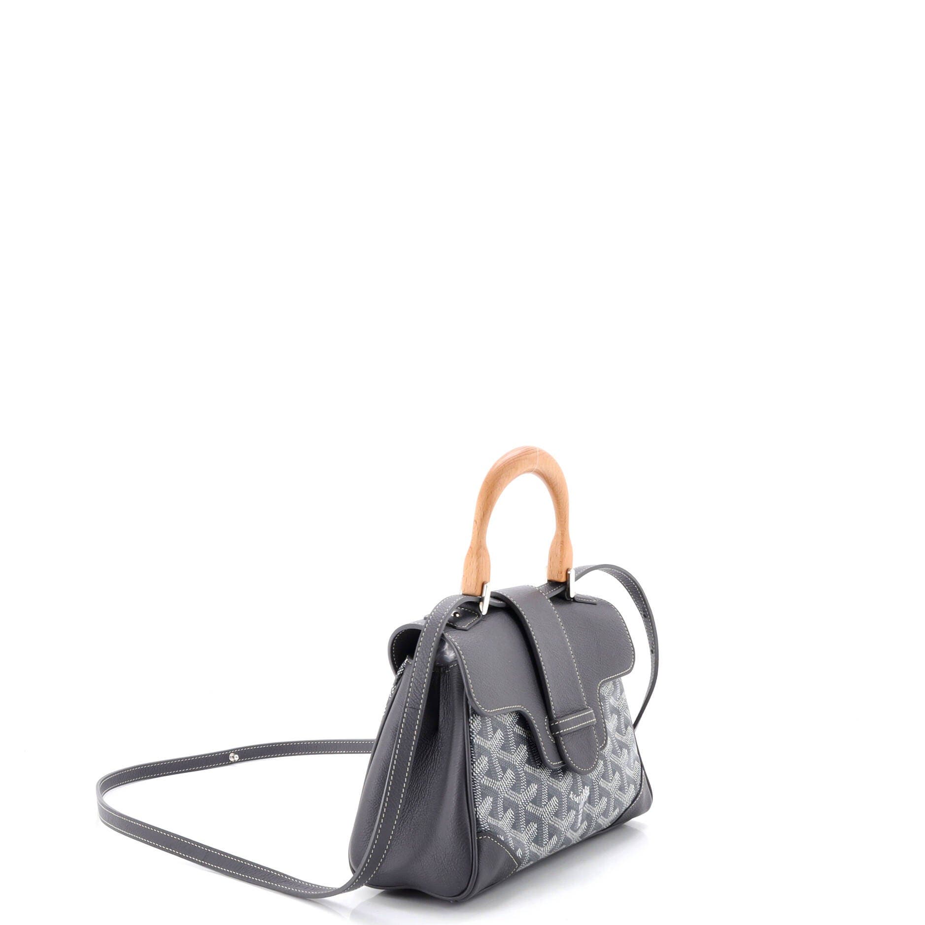 Pre-Owned Goyard Saigon Top Handle Bag Coated Canvas with Leather Mini, Alternate, color, Gray
