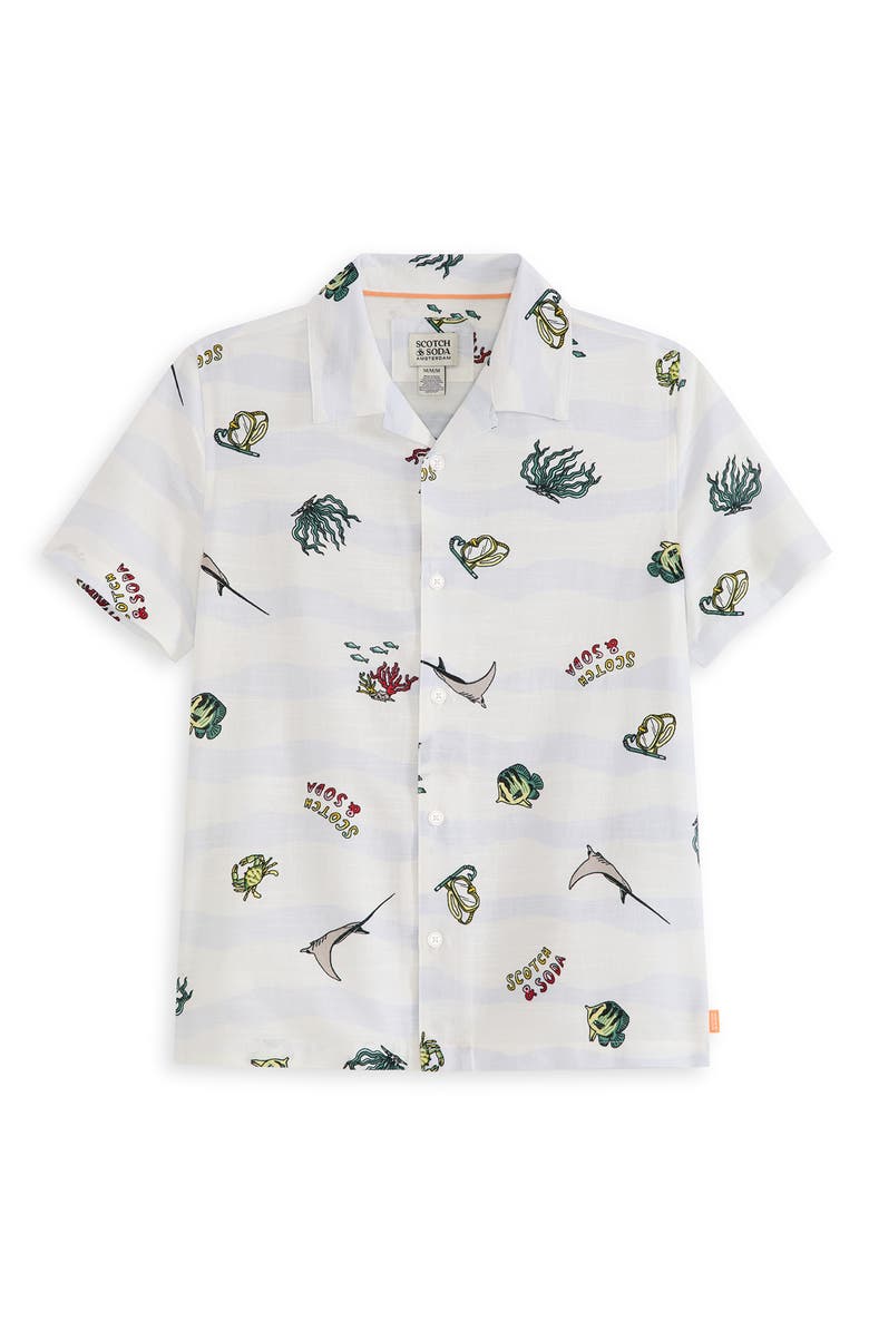 Scotch & Soda Button-Up Shirt & Shorts Set, Alternate, color, Lucent White