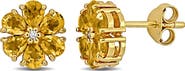 DELMAR Semiprecious Stone & White Topaz Floral Stud Earrings