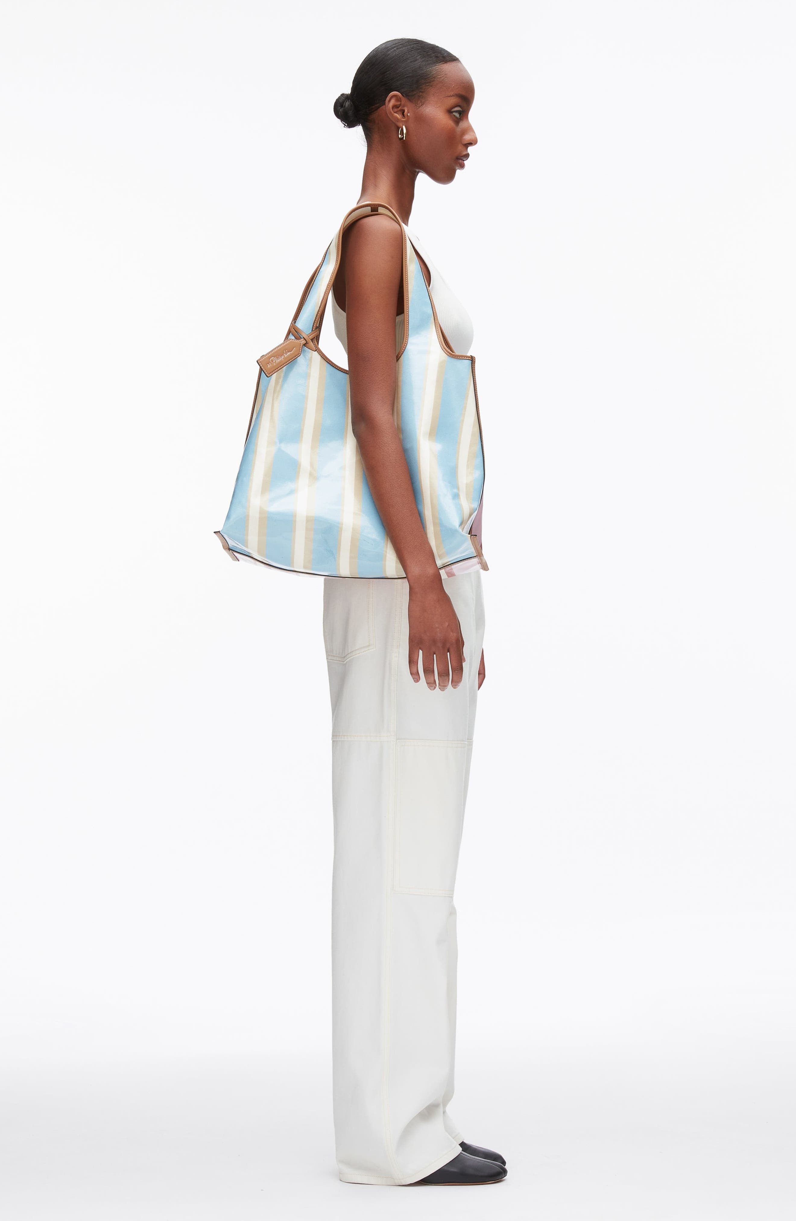 3.1 Phillip Lim Dual Stripe Market Tote, Alternate, color, Blue-Pink Multi