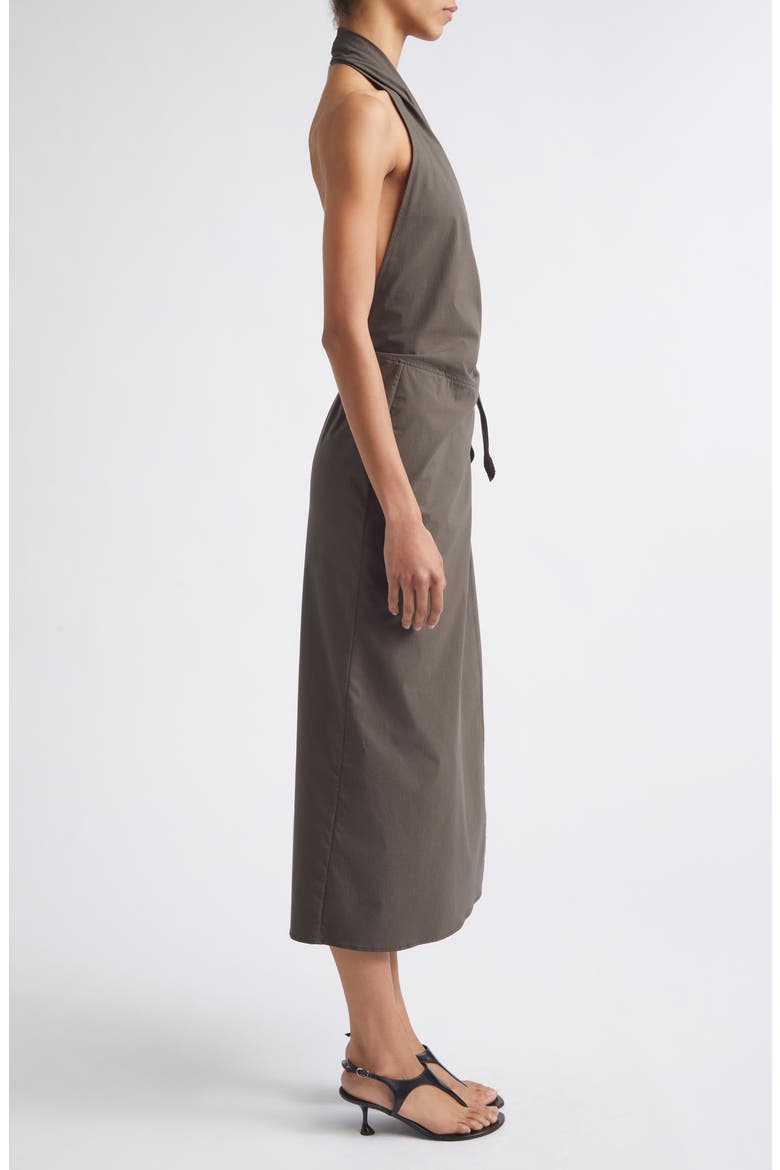 Halter Wrap Backless Midi Dress, Alternate, color, WOOD