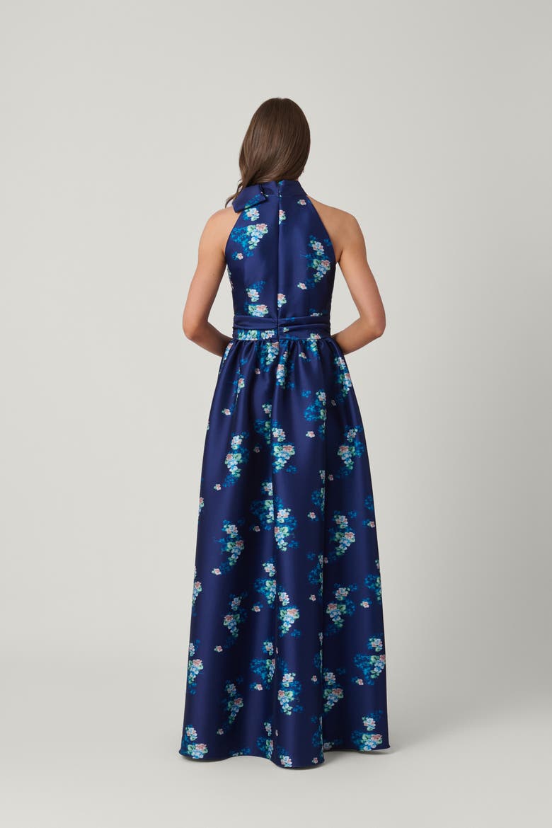 Grand St Floral Mikado May Dress, Alternate, color, Navy Multi