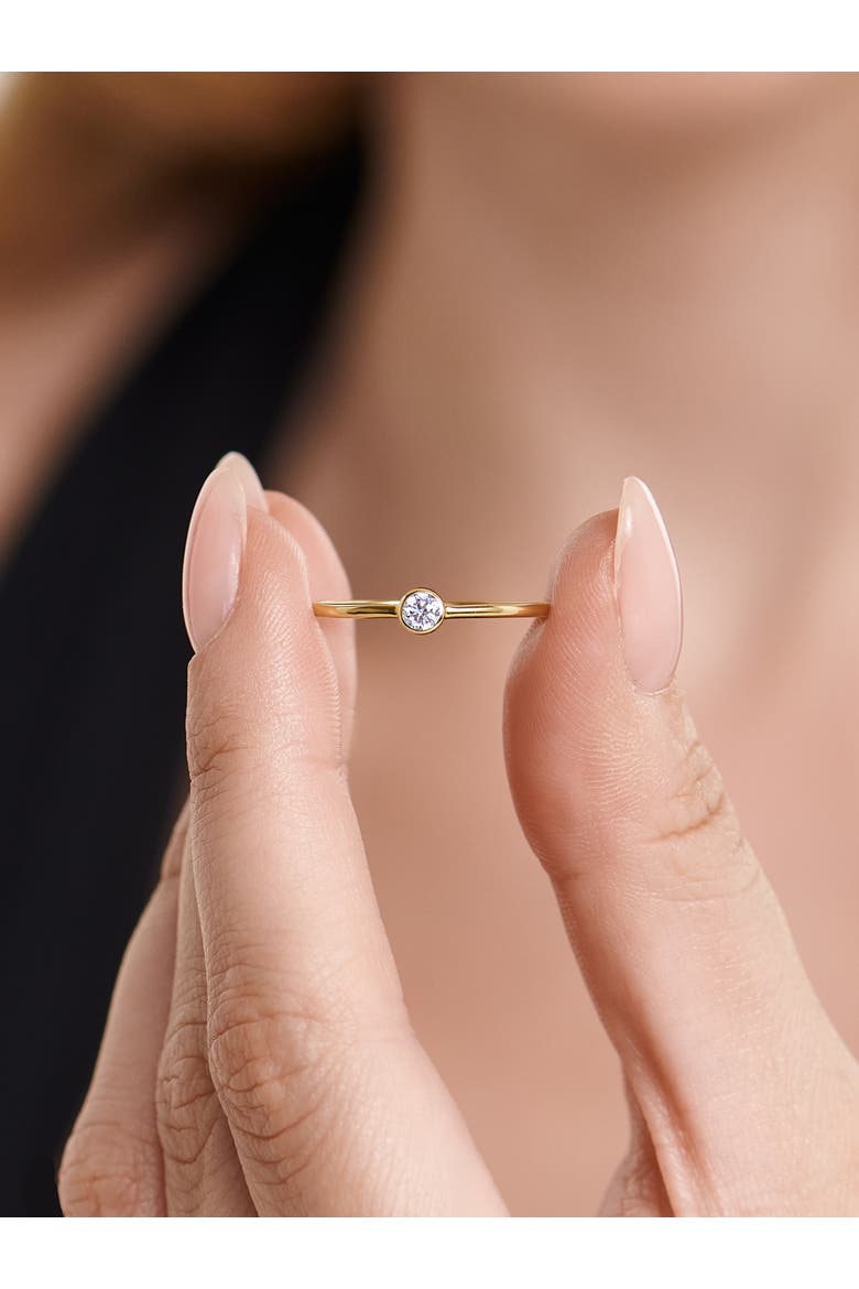 Round Bezel Lab Grown Diamond Solitaire Ring in 14K Gold, Alternate, color, Yellow Gold