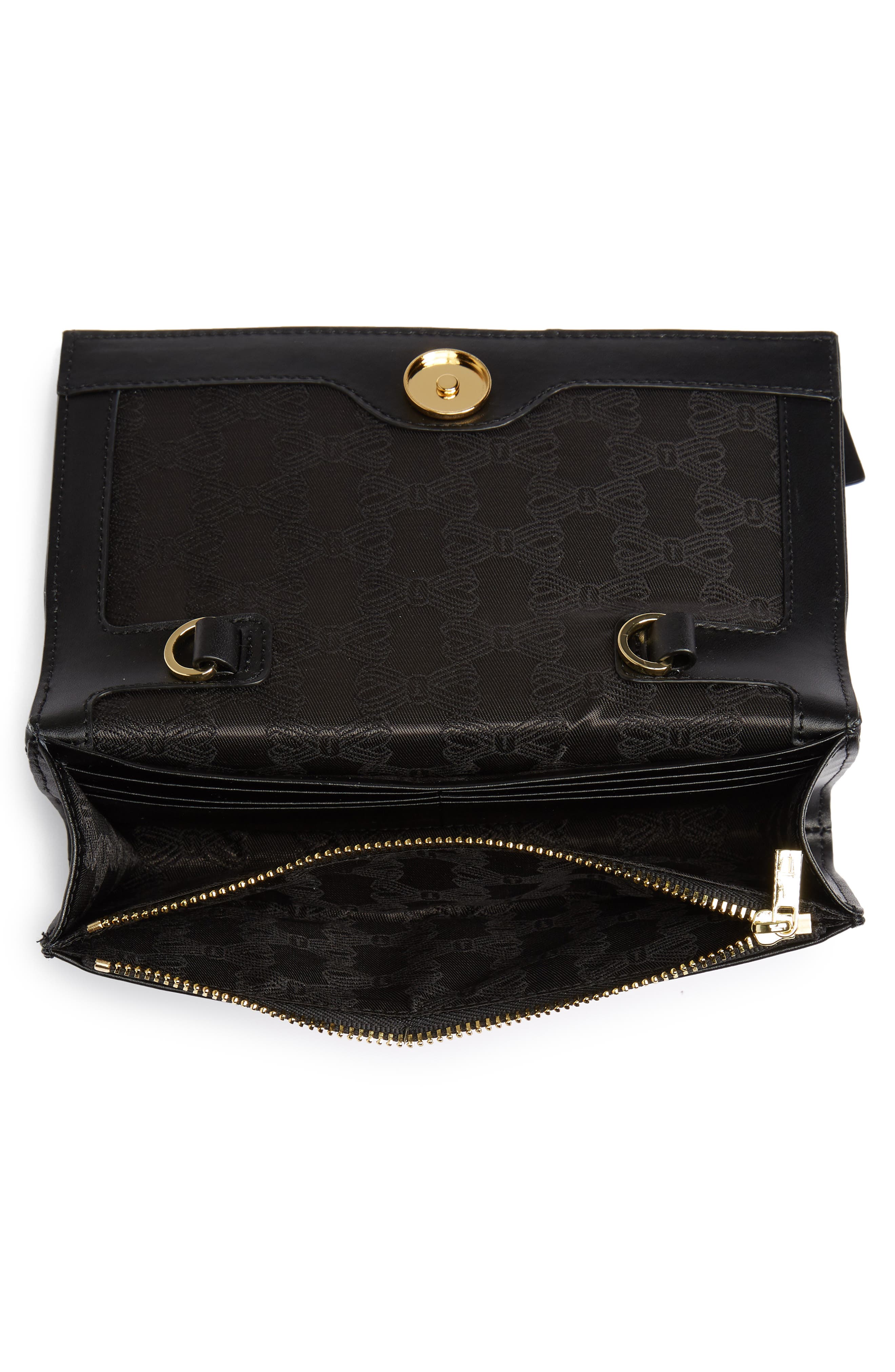 Knot Detail Wallet on a Chain, Alternate, color, BLACK