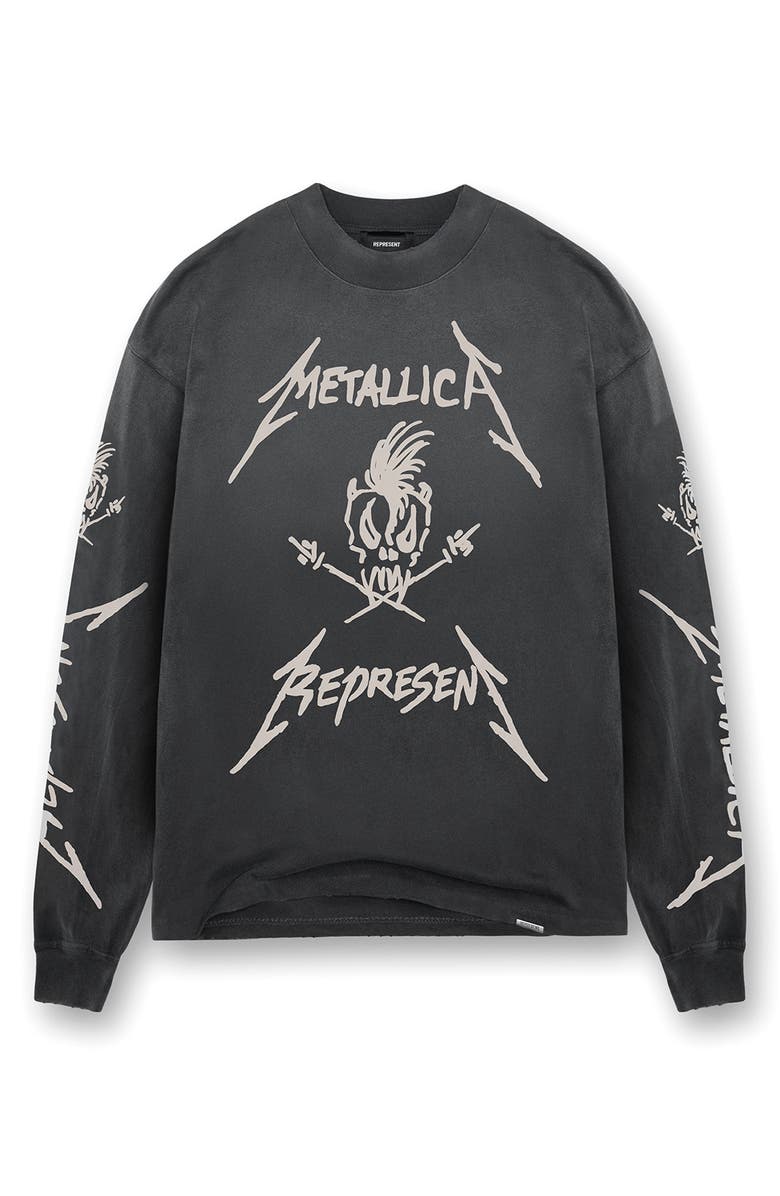 Represent Metallica Garage Inc. Long Sleeve Cotton & Hemp Graphic T-Shirt, Alternate, color,