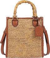Tommy Bahama Celine Floral Embroidery Tote Cognac