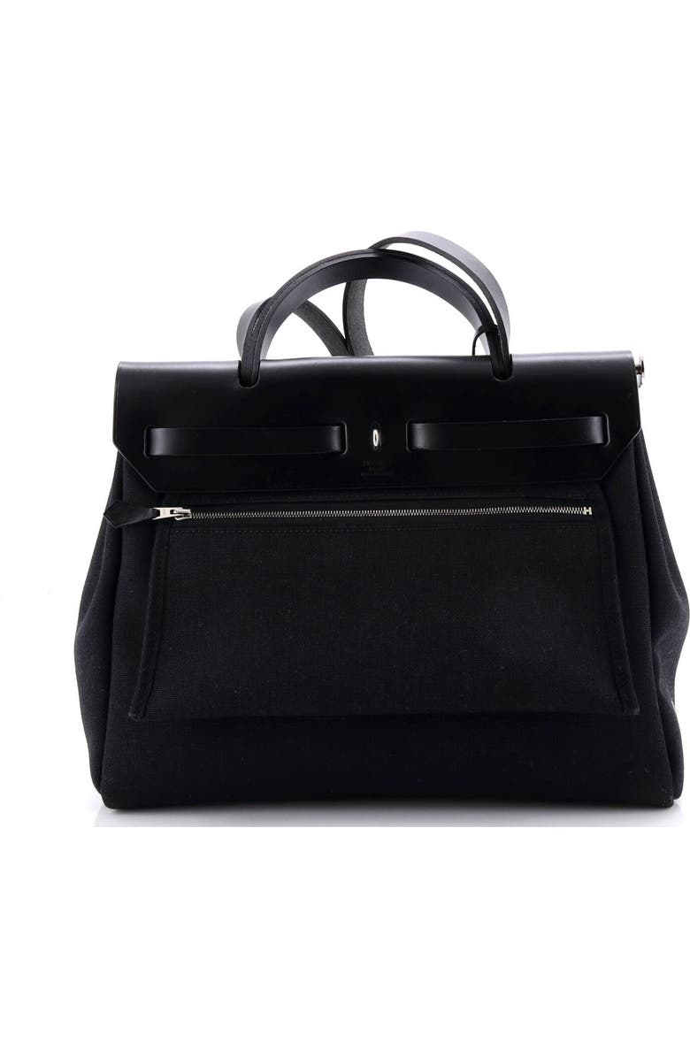 Pre-Owned Hermes Herbag Zip Leather and Toile 31, Alternate, color, Noir