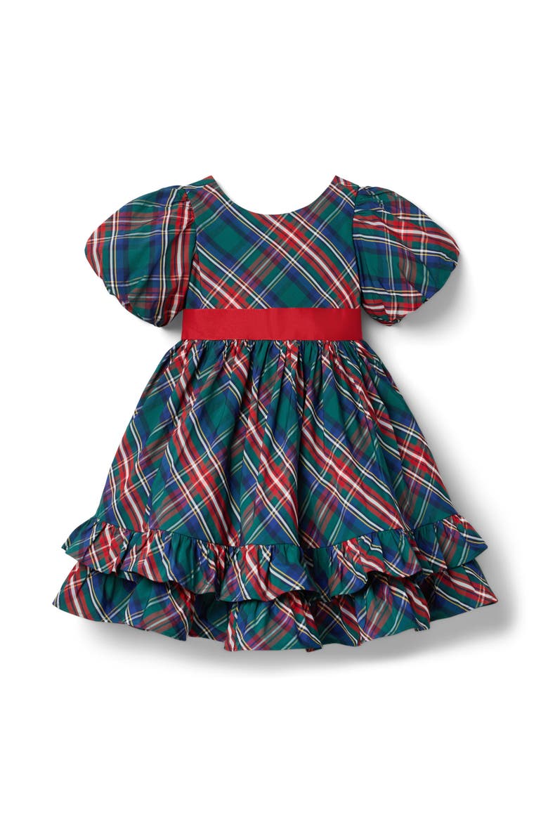 The Bow-Tied Tartan Dress, Main, color, Green